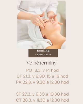 Volné termíny na příští týden a týden před Velikonocemi🔆💄💅🏻💆🏼‍♀️rezervovat si můžete jak Kosmeticka ošetření, manikuru či...